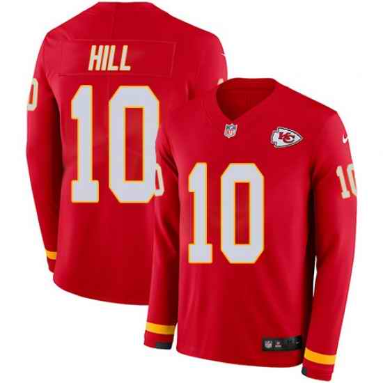Nike Chiefs #10 Tyreek Hill Red Team Color Men Stitched NFL Limited Therma Long Sleeve Jersey